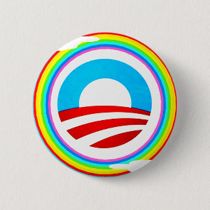 OBAMA LOGO en RAINBOW CIRCLE BUTTON