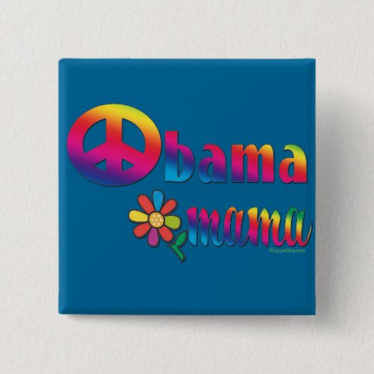 Obama Mama Vierkante Button 5,1 Cm (Voorkant)
