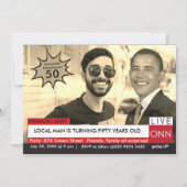 Obama Mannen Funny TV News 50th Birthday Kaart (Voorkant)