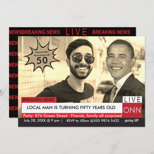 Obama Mannen Funny TV News 50th Birthday Kaart (Voorkant / Achterkant)