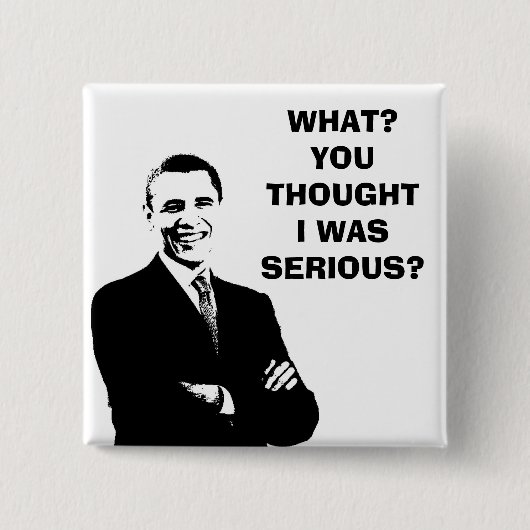 OBAMA MERCHANDISE VIERKANTE BUTTON 5,1 CM (Voorkant)