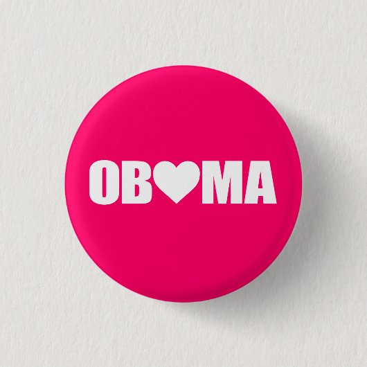 ""OBAMA" MET HEART RONDE BUTTON 3,2 CM (Voorkant)