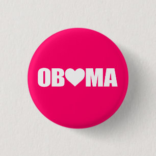 ""OBAMA" MET HEART RONDE BUTTON 3,2 CM