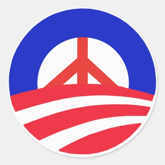 Obama met het Rode Vredesteken Ronde Sticker (Voorkant)