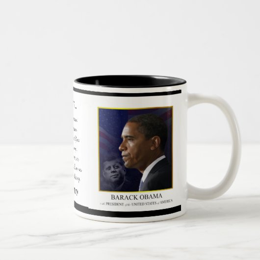 Obama met JFK - Coffee-Mok - Gepersonaliseerd Tweekleurige Koffiemok (Rechts)