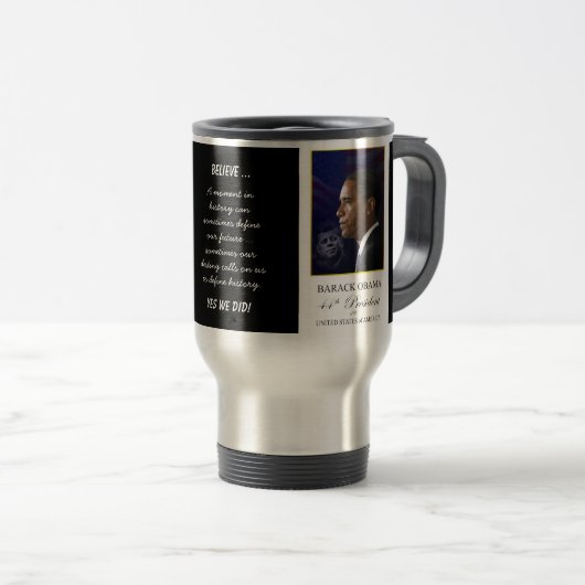Obama met JFK - Coffee-Mok Reisbeker (Voorkant rechts)