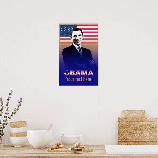 Obama met tekst - Poster - sjabloon (Keuken)