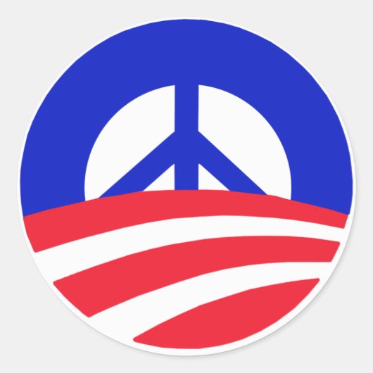 Obama met vredesbord ronde sticker (Voorkant)