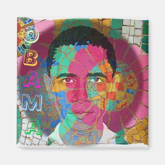 Obama Mozaïek Vierkante Magneet (Voorkant)