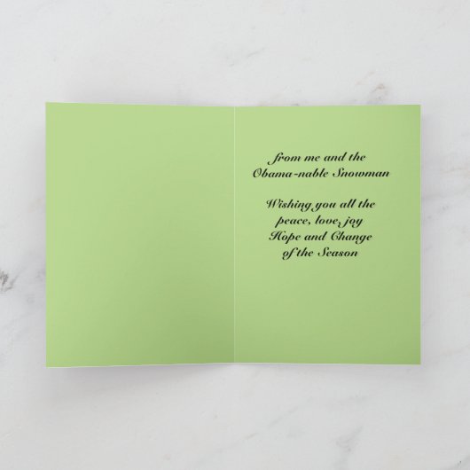 Obama-nable Snowman Christmas Kaart (Binnen)