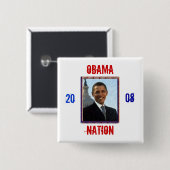 Obama , Nation, Vierkante Button 5,1 Cm (Voorkant /achterkant)
