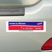 Obama: niet je liefje bumpersticker (Op auto)