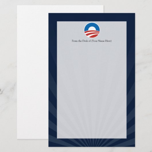 Obama-O Logo met blauw Briefpapier (Voorkant / Achterkant)