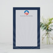 Obama-O Logo met blauw Briefpapier (Staand voorkant)