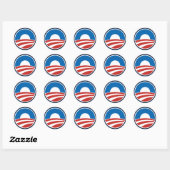 Obama-O Logo met blauw Ronde Sticker (Vel)