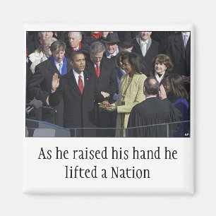 Obama oath, terwijl hij zijn hand roos... - Gepers Magneet