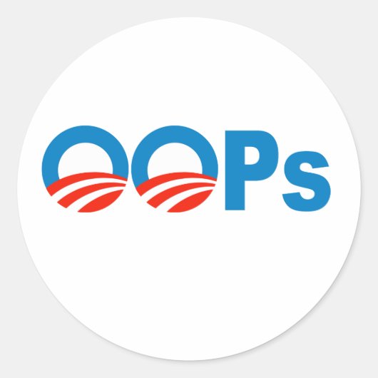 Obama oeps ronde sticker (Voorkant)