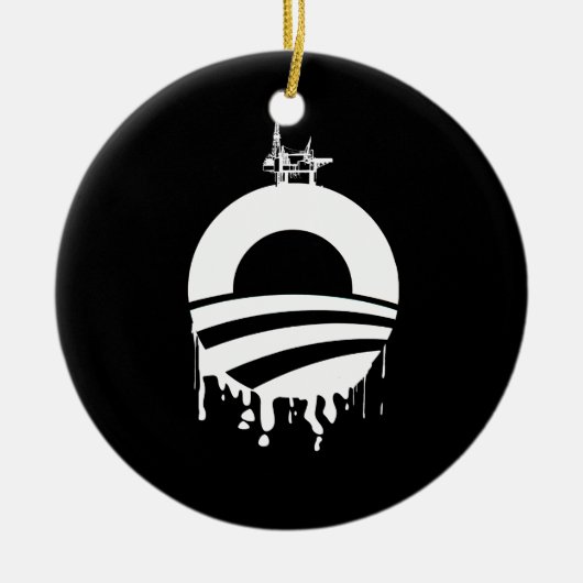 Obama Oil Rig Reverse Keramisch Ornament (Voorkant)