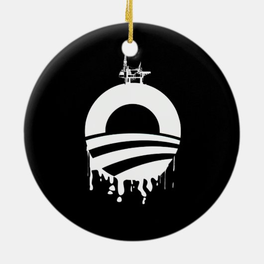 Obama Oil Rig Reverse Keramisch Ornament (Achterkant)