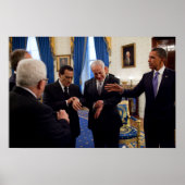 Obama ontmoet Netanyahu & Mubarak in het Witte Hui Poster (Voorkant)