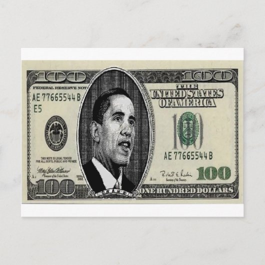 Obama op $100 rekening briefkaart (Voorkant)