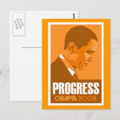 Obama - Oranje Briefkaart van Progress donker (Voorkant / Achterkant)