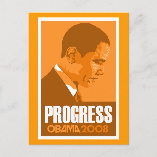 Obama - Oranje Briefkaart van Progress donker (Voorkant)