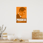 Obama - Oranje Poster van Progress donker (Keuken)