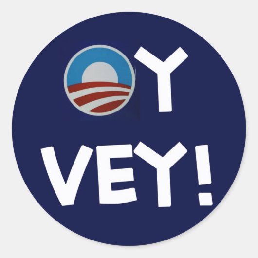 Obama Oy Vey Ronde Sticker (Voorkant)