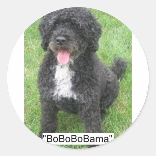 Obama Pet Portugese waterhond Ronde Sticker (Voorkant)