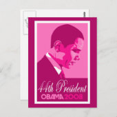 Obama Pink 44e President Briefkaart 3 (Voorkant / Achterkant)