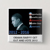 OBAMA PINS VIERKANTE BUTTON 5,1 CM (Voorkant)
