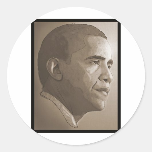 Obama Portrait Ronde Sticker (Voorkant)
