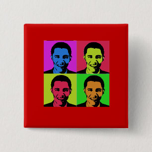 Obama Portrait Vierkante Button 5,1 Cm