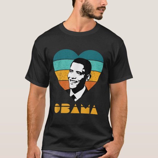 Obama Portret Retro Hart T-shirt (Voorkant)