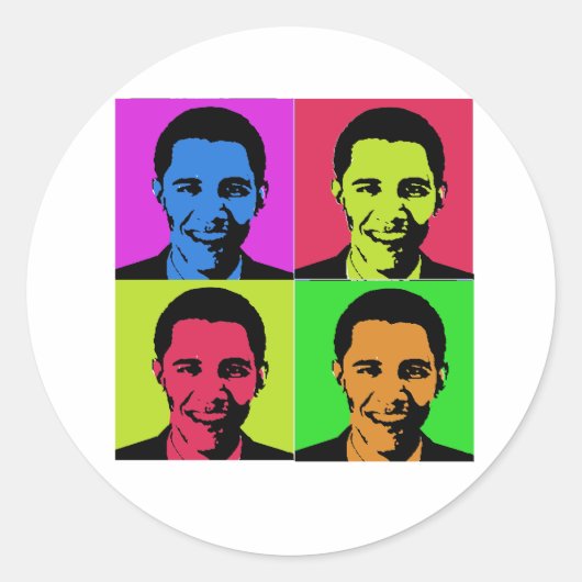 Obama Portret Ronde Sticker (Voorkant)