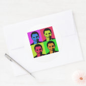 Obama Portret Ronde Sticker (Envelop)