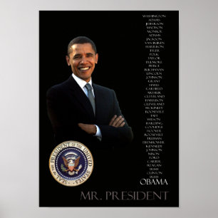 Obama Poster - lijst van alle 44 presidenten
