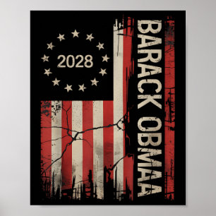Obama President 2028 Obama Retro Flag Amer Poster