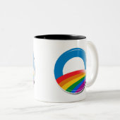 Obama Pride Button Tweekleurige Koffiemok (Voorkant rechts)