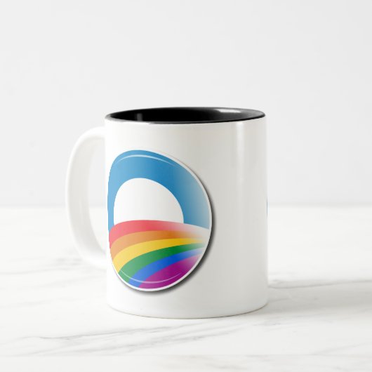 Obama Pride Button Tweekleurige Koffiemok (Voorkant links)