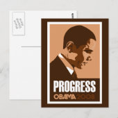 Obama - Progress Dark Brown Briefkaart (Voorkant / Achterkant)