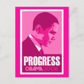 Obama - Progress Dark Pink Briefkaart (Voorkant)