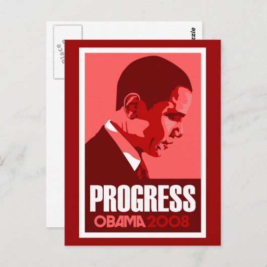 Obama - Progress Dark Red Briefkaart (Voorkant / Achterkant)