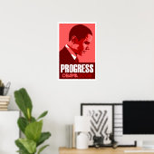 Obama - Progress Dark Red Poster (Thuiskantoor)
