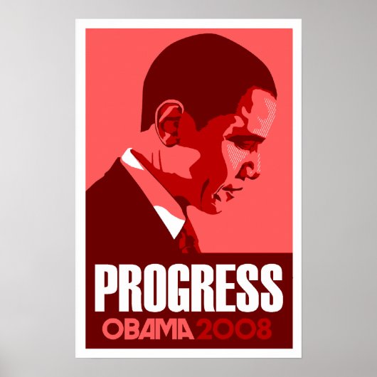 Obama - Progress Dark Red Poster (Voorkant)