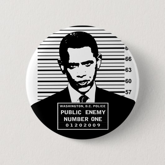 Obama - Publieke vijand nummer één Ronde Button 5,7 Cm (Voorkant)