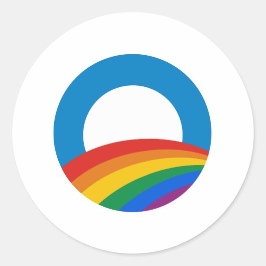 Obama Rainbow Ronde Sticker (Voorkant)
