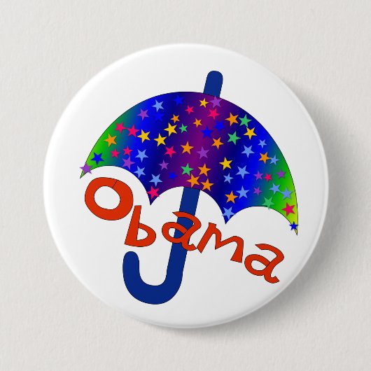Obama Rainbow Umbrella Ronde Button 7,6 Cm (Voorkant)