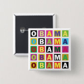 Obama Rainbow Vierkante Button 5,1 Cm (Voorkant /achterkant)